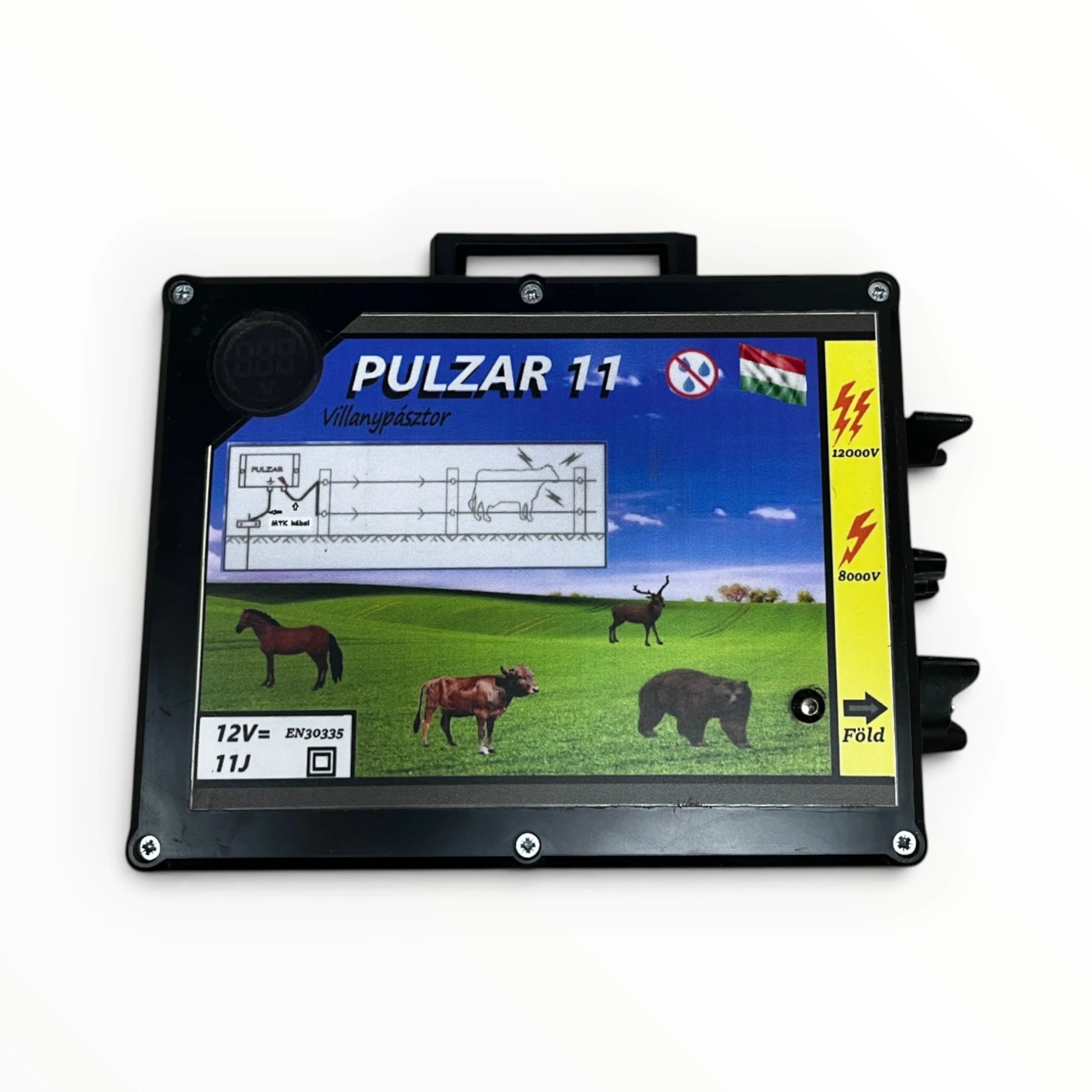 Pulzar 11 nagy teljesítményű, 11 Joule-os villanypásztor készülék digitális kijelzővel